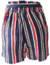 Shorts Feminino Listrado, Crepe, Com bolso lateral, Cinto