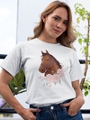 Camiseta Cavalo Marrom Flores Country Tshirt Texas Horse Flowers Blusa Babylook Feminina Rodeio Boiadeiro Camisa Estampada