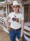 Camiseta CownGirl Peoa Cavalo Country Texas Blusa Camisa Country Texas Cown Girl Peoa Cavalo Three Horses Tshirt Babylook Rodeio Vaqueira