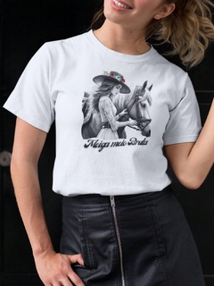 Imagem do Camiseta Meiga Meio Bruta Tshirt CownGirl Peoa Blusa Texas Camisa Cavalo Flores Peoa Cavalo Égua Floral Country Horses Tshirt Babylook Rodeio