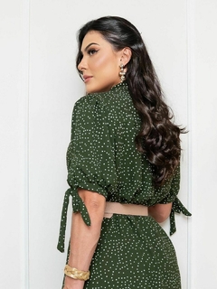 Vestido Longo com Botões Funcionais Tecido Duna ( Verde Militar ) - loja online
