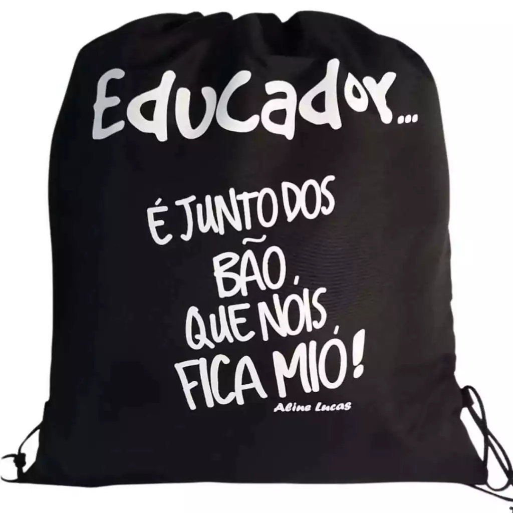 50 Sacola Tipo Mochila Preta Personalizada com seu Logotipo