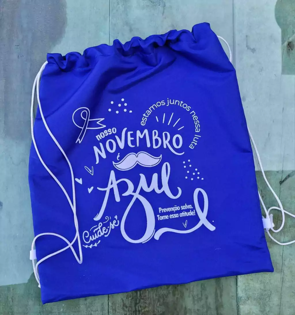 Novembro Azul - Mochila Tipo Saco Personalizada Kit c 100 peças