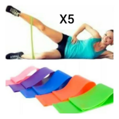 Set Kit X5 Bandas Fitness Isométricas Tiraband Ejercicio Gym - estoycomprando