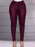 Calça feminina skinny de couro PU, cintura alta Rave, bolso inclinado com forro térmico elástico - MiGaRa World