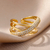 Anéis para Mulheres, Banhado A Ouro, Aço Inoxidável, Anel Cruzado de Luxo