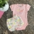 Conjunto Body e Shorts Bordado Dinossauro Rosa - Anjos Baby