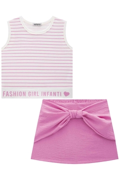 Blusa boxy e shorts saia Infanti - Mini My