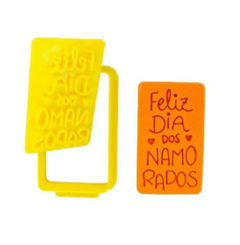 Cortador Marcador Biscoito Feliz Dia dos Namorados Placa 7cm