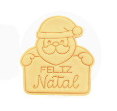 Cortador + Marcador Papai Noel com Placa Feliz Natal 6CM