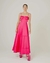 Vestido Maxi Midi Vivien em Tricoline com Busto Drapeado Pink na internet