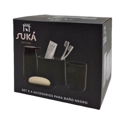 Set De Baño 4Pz. Suka Negro En Caja - comprar online