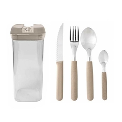 Set Cubiertos Carol 24Pz. + Tarro Beige - comprar online