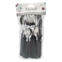 SET CUBIERTOS CAROL 16 pz NEGRO