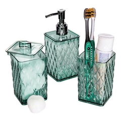 Set De Baño Acrilico 3 Pz. Glamour Verde - comprar online