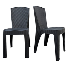 Silla Plastica Simil Ratan Negra - comprar online