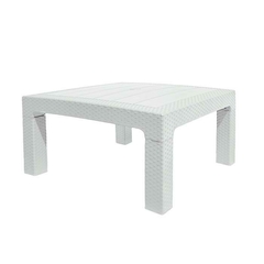 Mesa Simil Ratan Baja 80X80Cm Blanca