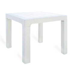 Mesa Alta Simil Ratan 80X80Cm Blanca