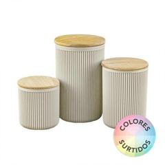 SET ALMACENAMIENTO 3pz PLASTICO T/BAMBU