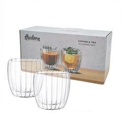 Set X2 Vaso Doble Vidrio Rayado 150Ml Hudson