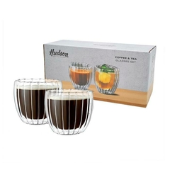 Set X2 Vaso Doble Vidrio Rayado 80Ml Hudson - comprar online