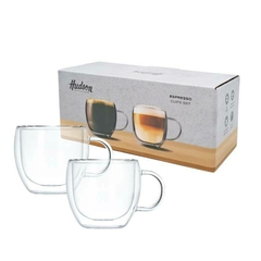 Set X2 Taza Doble Vidrio 80ml Hudson