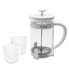 Set Cafetera Hudson Fra. Blanca +2 Vasos