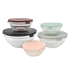 SET X5 BOWL VIDRIO TAPA COLOR CAROL - comprar online