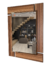 Rectangular mirror with a Glanz Oak frame, measuring 78 x 60 cm, reflecting a modern living space.