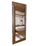 LED mirror with oak frame, size 135 x 58 cm, showcasing a modern bathroom setting.