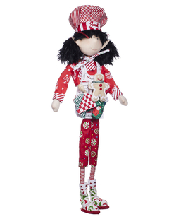 Muñeco de duende chef "Sweet" de 70 cm, vestido con un traje colorido navideño y sosteniendo una galleta de jengibre.