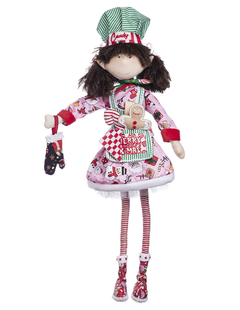 Muñeca Duenda Chef rosa "Candy" de 70 cm con un vestido decorado y un gorro a rayas.