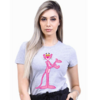 T- Shirt - PANTERA COR DE ROSA EM PÉ - CINZA MESCLA -