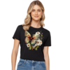 T- Shirt - BORBOLETA FLORES - PRETO -