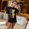 OVERSIZED FEMININA - URSO METADE MARROM METADE TRANSPARENTE - PRETO -