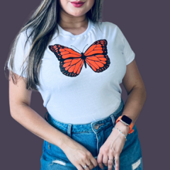 T- Shirt - Borboleta Laranja - Branca - - comprar online