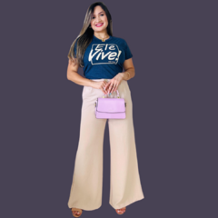 T- Shirt - Ele Vive - Azul Mesclado -