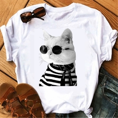 T-SHIRTS BRANCAS MALHA FRIA SUBLIMAÇÃO - GATINHO -