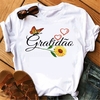 T-SHIRTS BRANCAS MALHA FRIA SUBLIMAÇÃO - GRATIDÃO GIRASSOL -