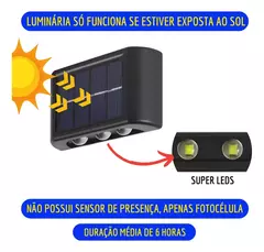 Kit com 8 Arandelas solar de 6 leds para Jardim, Escadas, Muros e outros na internet