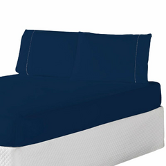 Kit Jogo de Cama Laura 3 Peças King Percal 200 Fios - Azul Marinho - comprar online