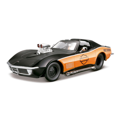 Miniatura Chevrolet Corvette 1970 Harley Davidson Preto e Laranja