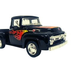 Miniatura Ford F-100 Pick-Up 1956 Preto Flame 1/38 Kinsmart