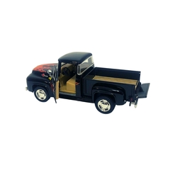 Miniatura Ford F-100 Pick-Up 1956 Preto Flame 1/38 Kinsmart