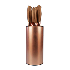 Conjunto de Facas com Cepo 6 Peças Golden Chef Rose Gold Haüskraft – Elegância e Alta Qualidade