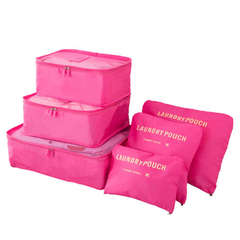 Kit 6 Sacos Bolsas Organizador Mala Roupas Bagagem Viagem - Rosa