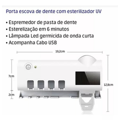 Dispensador de Escova e Pasta de Dente com Esterilizador UV Dupla Face