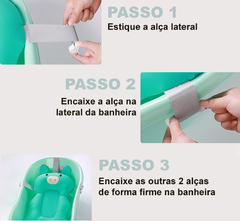 Almofada para Banho do Bebê Banheira Universal com Alças de Encaixe Bichinhos