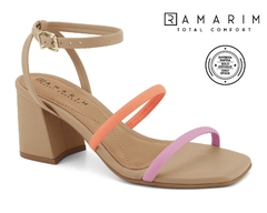 SANDALIA RAMARIM SALTO BLOCO CAQUI/CORAL/ROSA 2334221