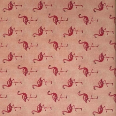 Tricoline Flamingos fundo Salmão